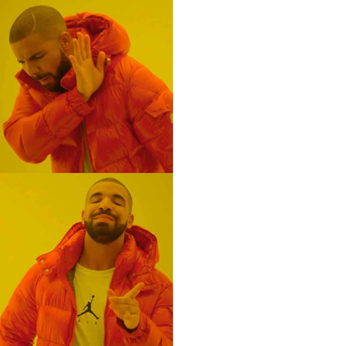 Drake Hotline Bling meme about Tiny Organics