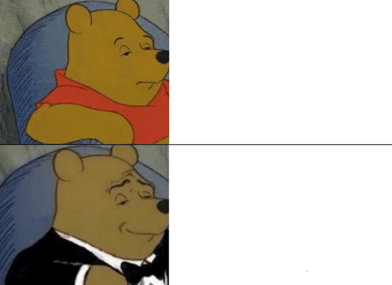 Tuxedo Winnie The Pooh meme about Tiny Organics